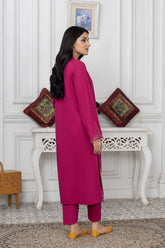 2-Pc Long Embriodered Aline Shirt With Cotton Straight Trouser CNP22-84